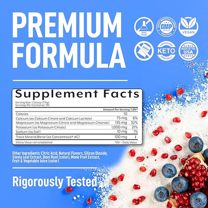 Keppi Keto Electrolytes Powder No Sugar - Sugar Free Electrolytes - Made in USA - Advanced Hydration, Performance & Recovery - Delicious Blueberry Pomegranate Flavor - Mixes Easily No Clumps