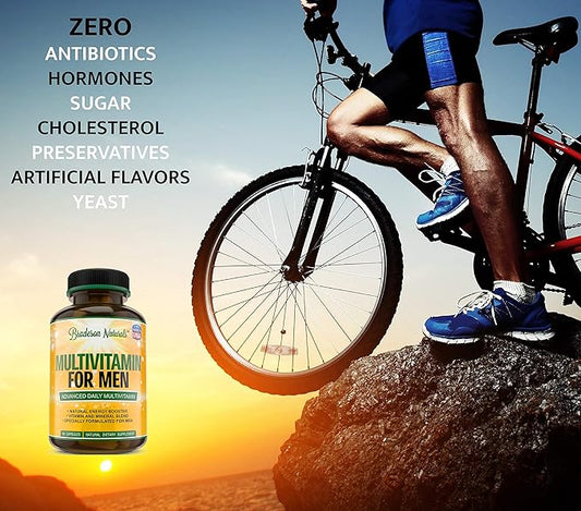 Men's Multivitamin Supplement for Energy, Focus B12, Zinc, 60 Capsules