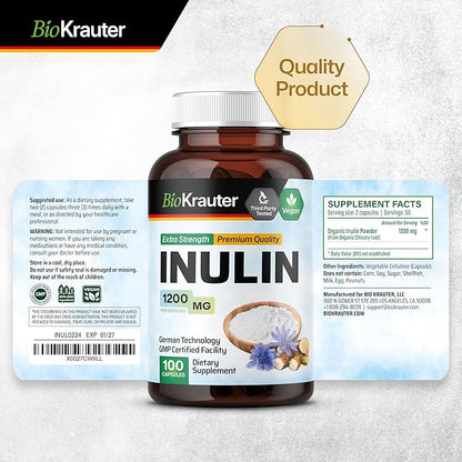 Inulin Powder Capsules 1200mg Chicory 100 Vegan
