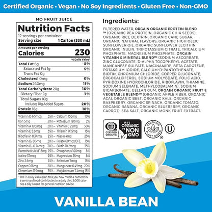 Orgain Organic Nutritional Vegan Protein Shake, 16g Plant 21 Vitamins 11 Fl 12)