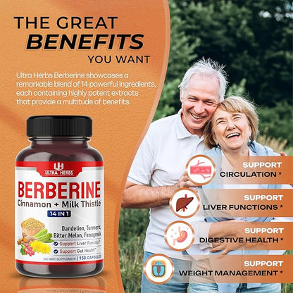 Premium Berberine 12,200MG with Cinnamon, Milk (150 Count 1))