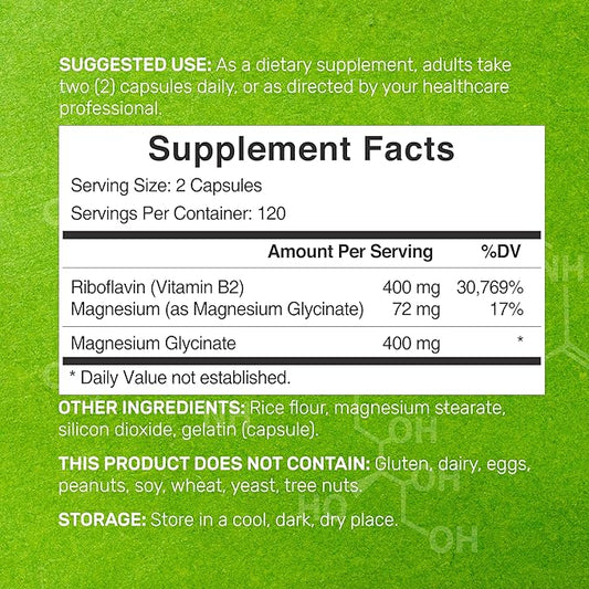 Vitamin B2 Riboflavin 400 mg, 240 Capsules