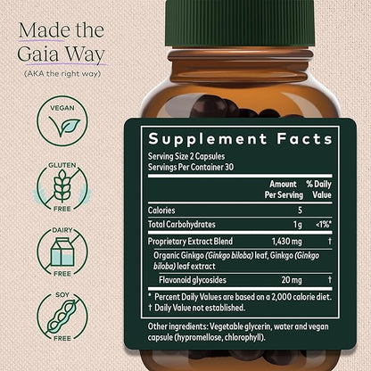 Gaia Herbs Ginkgo Leaf 60 Vegan (20-Day Supply)