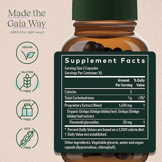 Gaia Herbs Ginkgo Leaf 60 Vegan (20-Day Supply)