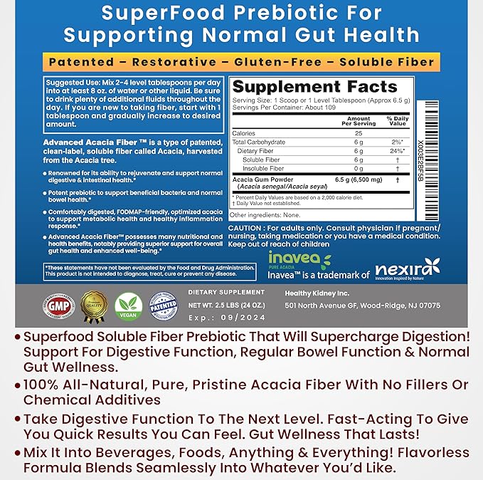 Kidney Restore Verified Organic Acacia Fiber 24oz w/Scooper