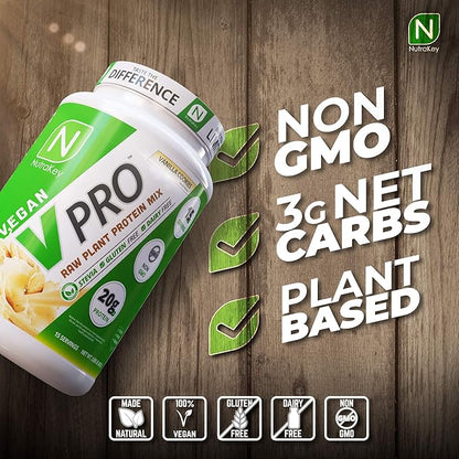 NutraKey V-Pro, Raw Plant Protein Powder, 20g of 1.78-Pound.