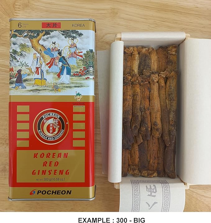 Pocheon 300g Korean Canned Dried Panax 6 Years 300-Small (34 (34 Roots),