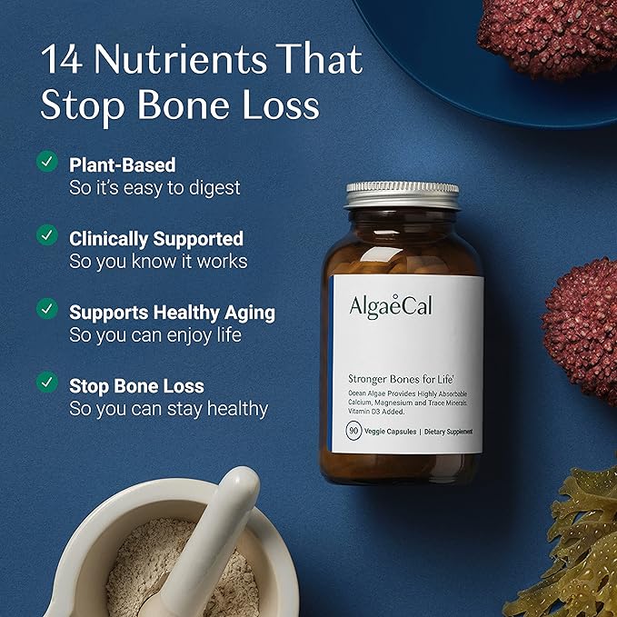 ALGAECAL - Plant Based Calcium Supplement D3 (1000 (1000 IU) 13 Minerals 90 Veggie 3 Month