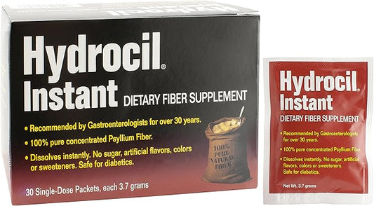 Dietary Fiber Supplement, Psyllium Husk Powder, 30 Single-Dose