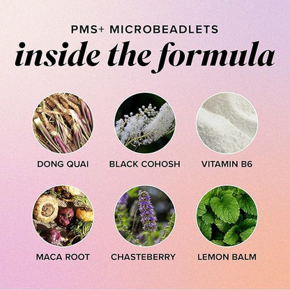 PMS Support Supplement for Women with PMS Relief | Hormonal Acne, Hormone Balance & Period Relief | Chasteberry Supplements | Microbeadlets with Dong Quai, Cranberry & Vitamin B6 | Non-GMO 30ct