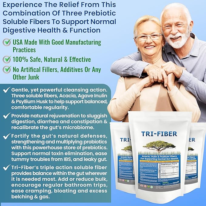 Kidney Restore Tri-Fiber Soluble Fiber Powder, 3-in-1 Soluble 2x1lbs (2x16oz) (2x16oz)