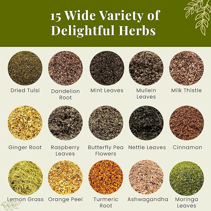 Assorted Loose Leaf Tea 15 Delightful 900 Servings 100% Raw