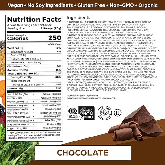 Orgain Perfect Meal, Organic, Vegan Meal 25g Plant 80+ Superfoods, 1B Probiotics 10g Fiber, 2.16lb