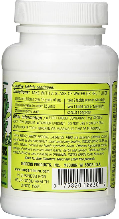 Swiss Kriss Herbal Laxative Tablets, 250 12)
