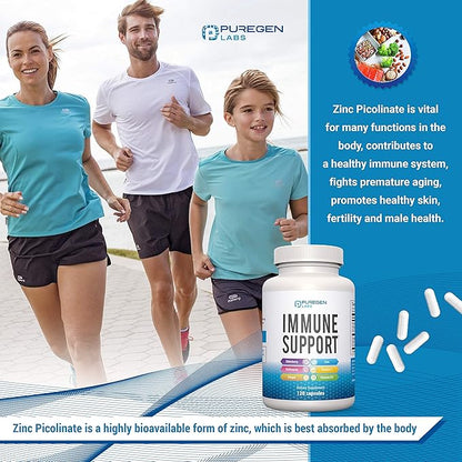 6 in 1 Immune Support 120 Capsules with Powerful Blend of Elderberry, Echinacea, Ginger, Vitamin C 650mg, Vitamin D3 5000 IU & Zinc Picolinate 30mg- Immune Booster Supplement for Adults and Kids