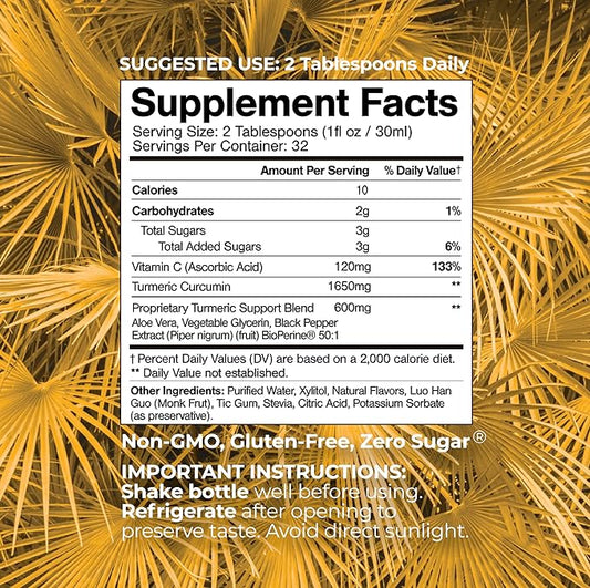 Tropical Oasis Liquid Turmeric Curcumin w/Bioperine 1650mg Maximum 98% Absorption 32oz