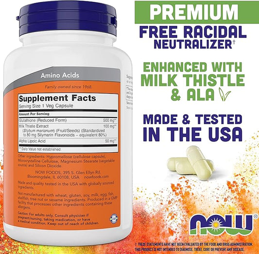 Now Glutathione 500 mg, 100 Vegan 2) -