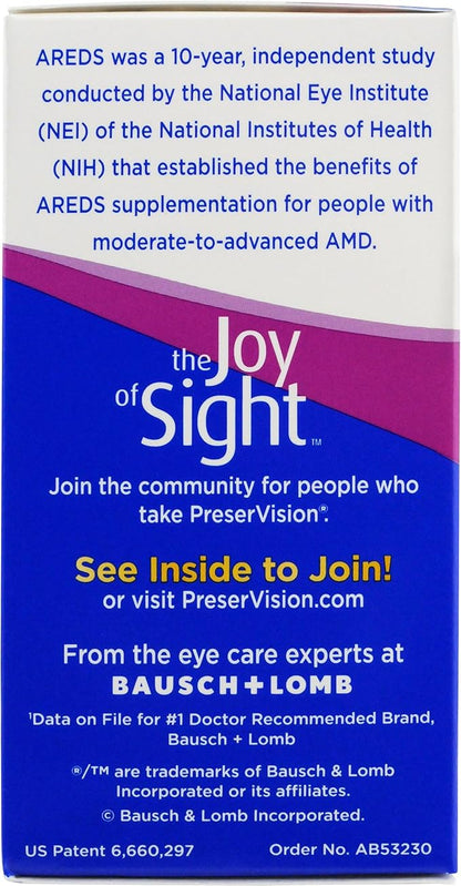 PreserVision Eye Vitamin & Mineral Supplement, 120 Count 1) Packaging