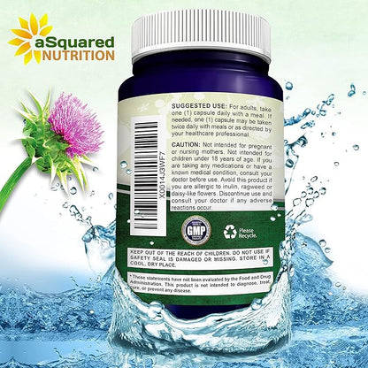 aSquared Nutrition Milk Thistle Supplement 1000mg-200 4X Concentrated 4:1 Milk 1000 mg