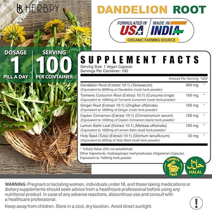 Dandelion Root Supplement 7500mg 6in1 100 Dandelion