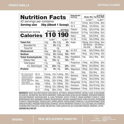 SlimFast Original Meal Replacement Powder, French 10g of 14 Servings 3) (Packaging