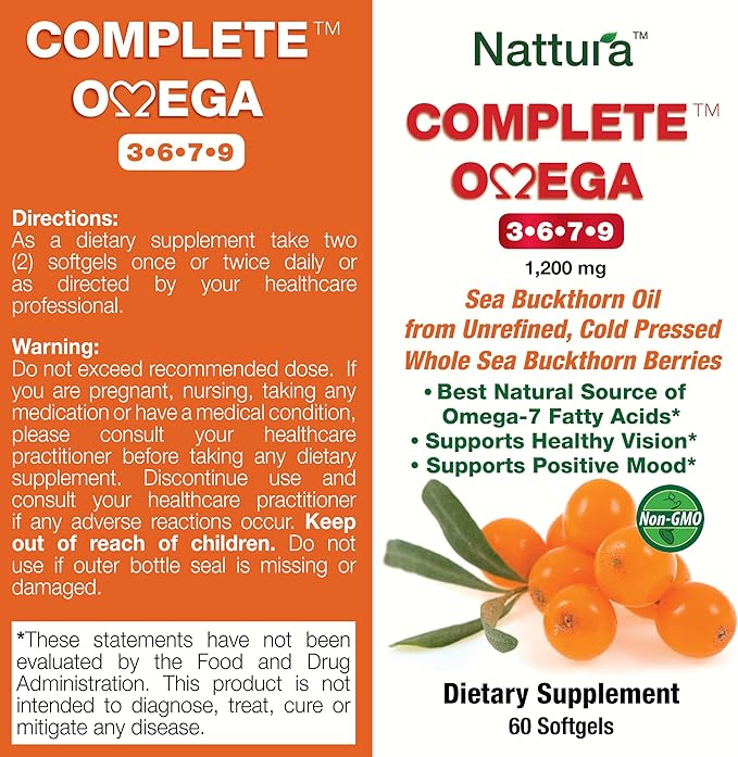 Nattura Complete Omega 3-6-7-9, Pure Sea 1,200mg - 2 Bottles