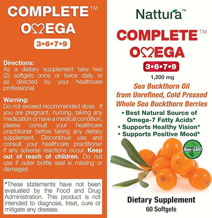 Nattura Complete Omega 3-6-7-9, Pure Sea 1,200mg - 2 Bottles