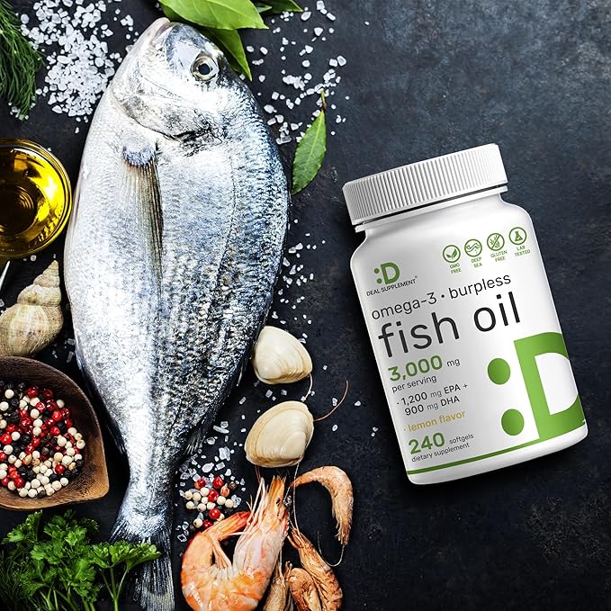 DEAL SUPPLEMENT Omega 3 Fish Oil 3,000mg Per 240 Softgels 1,200mg + 900mg –