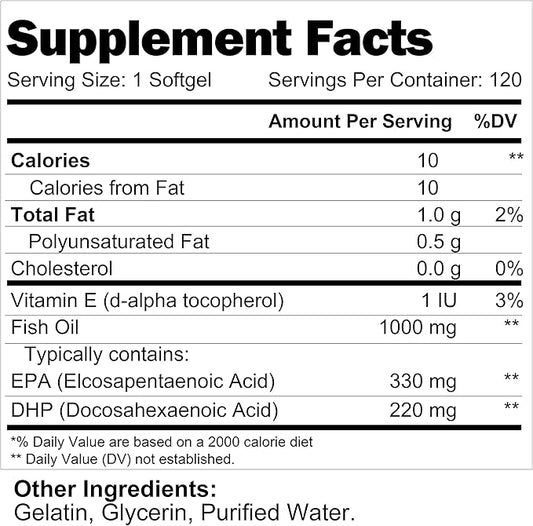 Omega 3 Fish Oil Pills 120 1000mg Supplement Omega3 Women