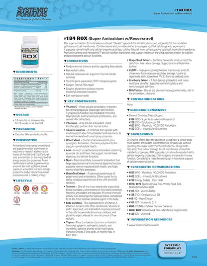 Systemic Formulas ROX Super Antioxidant 60 Capsules #184. Super