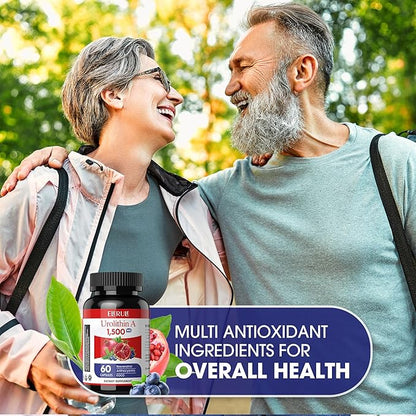 Urolithin A Supplement 1500mg Plus Trans-Resveratrol, Anthocyanins, Green Tea,Urolithin A Capsules Promoting Healthy Aging,Supports Cellular,Vitality & Energy for Men & Women, 60 Capsules