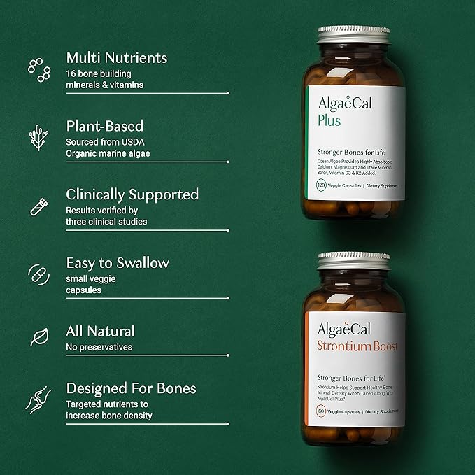 ALGAECAL - Calcium Supplement with Strontium, K2 MK7 MK7 (100mg) (100mg) & D3 (1600 (1600 IU) (250mg)& Trace 3 Months