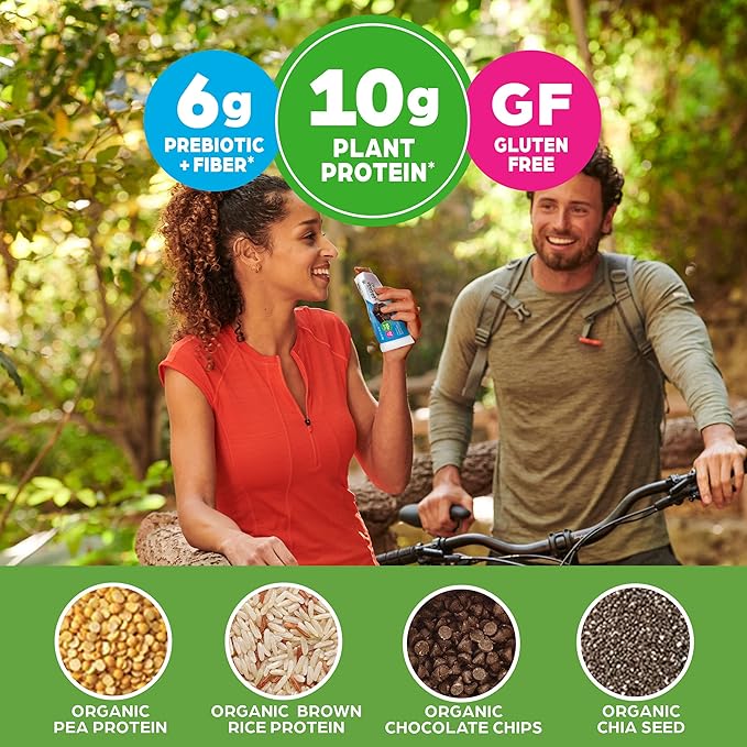 Orgain Organic Vegan Protein Bars, Chocolate Brownie 10g Plant 1.41 Oz 12)