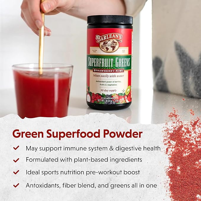 Barlean's Strawberry Kiwi Superfruit Greens Powder, 9.52 oz