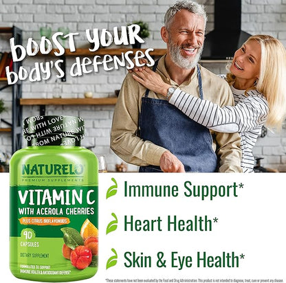 NATURELO Vitamin C with Organic Acerola 500 mg 180 Capsules