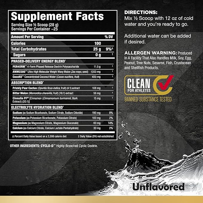 ALLMAX Nutrition - CARBION+ Workout Hydration Supplement Powder with Electrolytes, Supports Endurance, Recovery, and Exercise Performance, Gluten Free and Vegan, Unflavored, 25 Servings