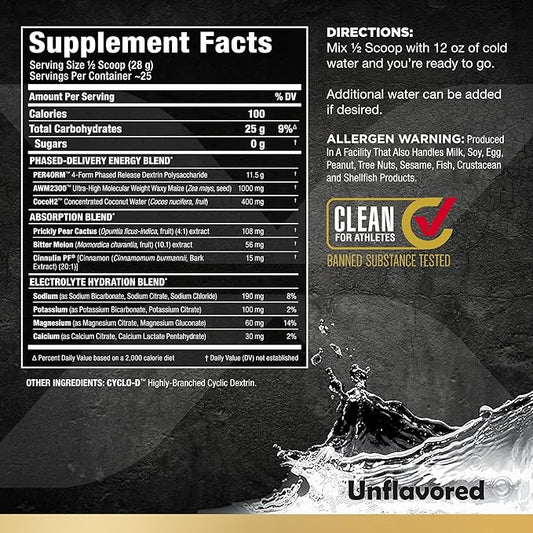 ALLMAX Nutrition - CARBION+ Workout Hydration Supplement Powder with Electrolytes, Supports Endurance, Recovery, and Exercise Performance, Gluten Free and Vegan, Unflavored, 25 Servings