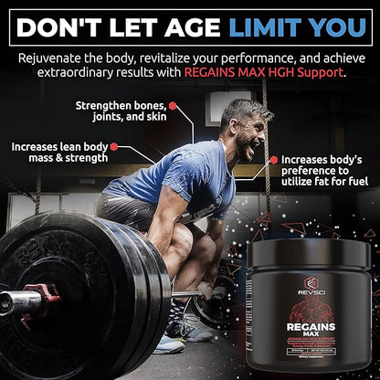 HGH Supplements for Men & Women, REVSCI Regains Max Amino Acids Supplement, Post Workout Recovery Powder, Anabolic Muscle Recovery & Muscle Builder for Men, HGH Human Growth Hormone Booster Supplement