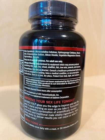 FORCE FACTOR Score! XXL Nitric Oxide Booster Supplement for Men with L-Citrulline, Horny Goat Weed, Black Maca, & Tribulus Terrestris to Increase Stamina, Energy, and Physical Performance, 60 Tablets