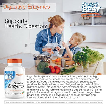 Doctor's Best Digestive Enzymes, Support Healthy Digestion, Optimal Intestinal Health, Non-GMO, Vegetarian 90VC