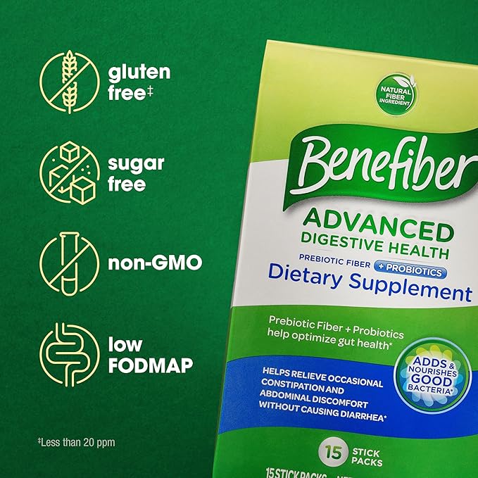Benefiber Advanced Digestive Health Prebiotic Fiber 15 Sticks (3.0 Ounces)