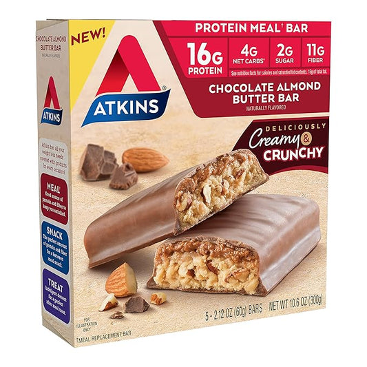 Atkins Chocolate Almond Butter Protein Meal 5 Count 15g Protein