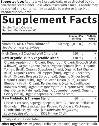 Garden of Life Vitamin D, Vitamin Code Raw D3, Vitamin D 2,000 IU, Raw Whole Food Vitamin D Supplements with Chlorella, Fruit, Veggies & Probiotics for Bone & Immune Health, 60 Vegetarian Capsules
