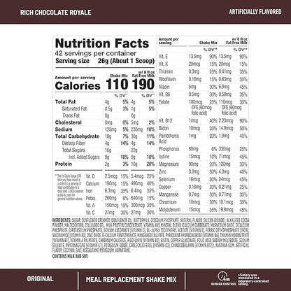 SlimFast Meal Replacement Powder, Original Rich 10g of 14 Servings 3) (Packaging