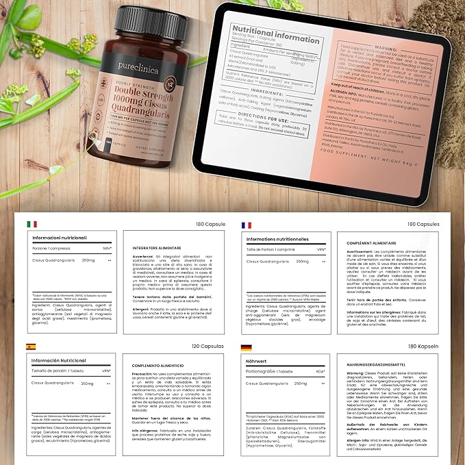 Double Strength Cissus Quadrangularis 1000mg x 180 Veggie