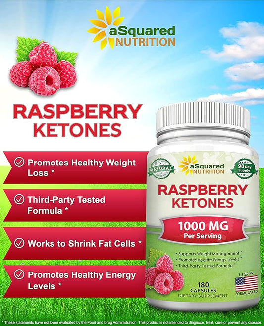 aSquared Nutrition Natural Raspberry Ketones 1000mg-180