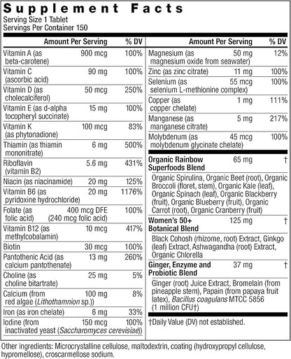 Rainbow Light Multivitamin for Women 50+, 50+ Multivitamin 150 Tablets