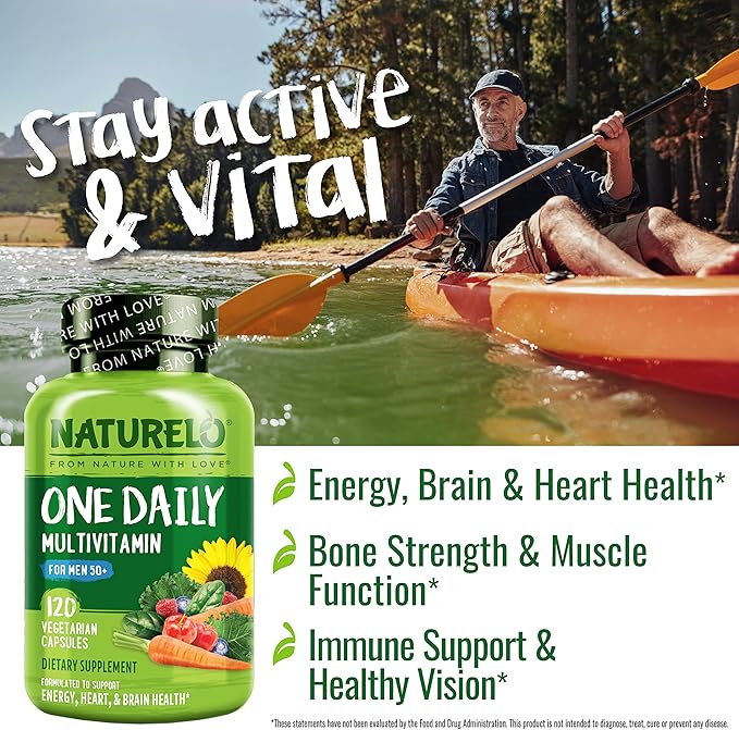 NATURELO Mens Multivitamins for Men 50+ 120 Vegetarian