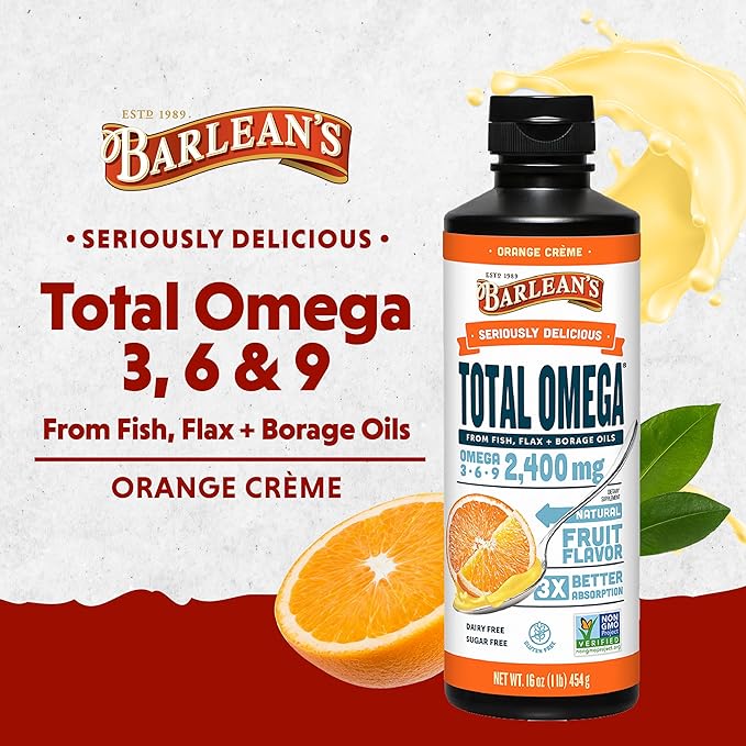Barlean's Total Omega 3 Fish Oil 2,400 mg 3 6 6 9 9 EPA 16 oz