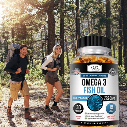 Kaya Naturals Omega 3 Supplement 3 Fish 100% Pure 3 Vitamins 30 Count